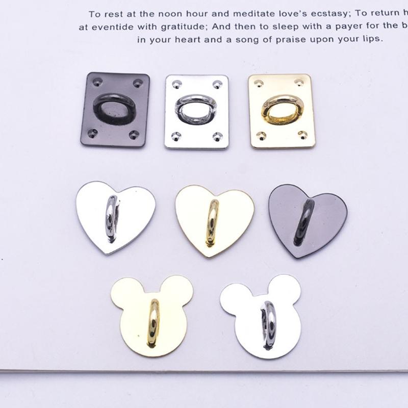 Diy Metal Flatback Heart Sticking Hooks Accessories for Jewelry Making Gold Silver Phone for Case Charms Connecting Clas