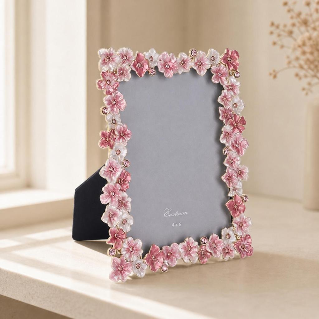 Flower Tabletop Photo Frame Embellished with Floral Border Decorative