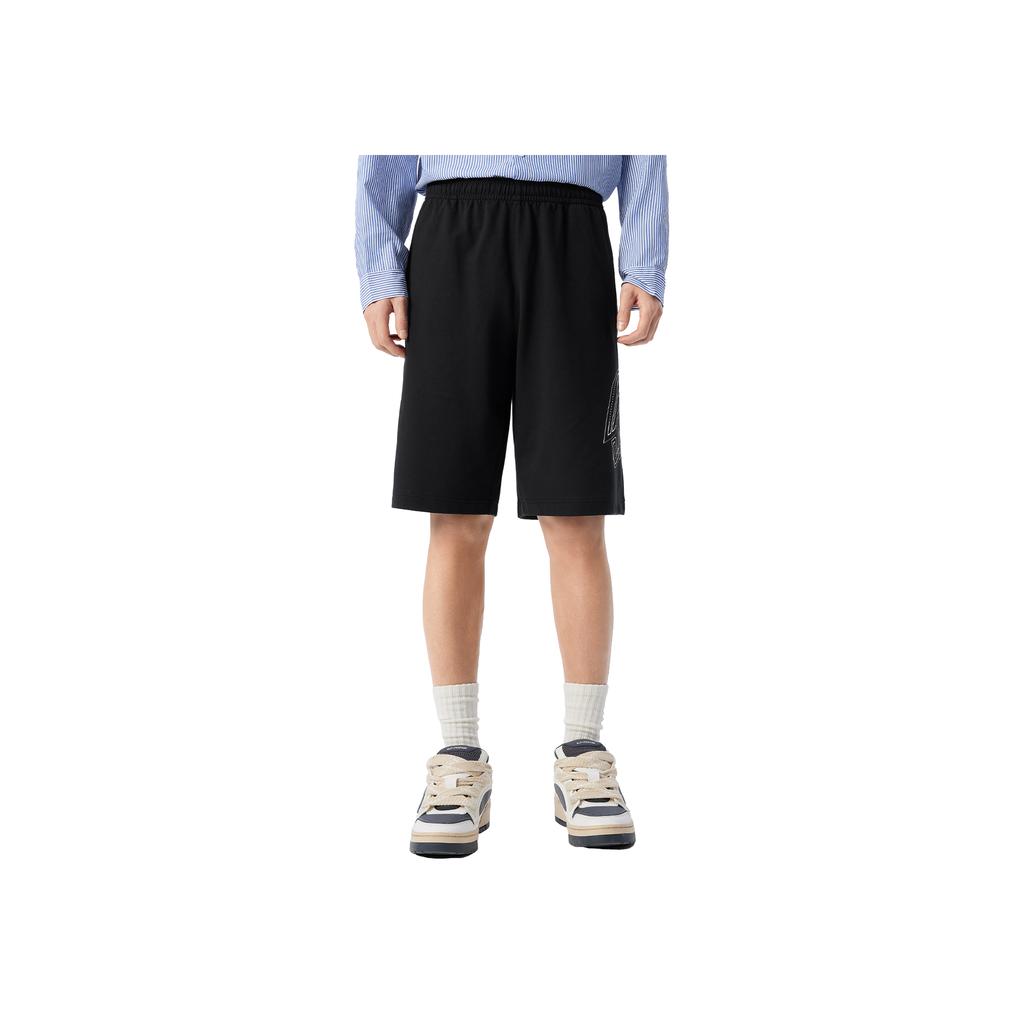 Li Ning Lifestyle Series Sport Minimalist Solid Color Elastic Letter Casual Shorts Men shorts Black AKSV529-4