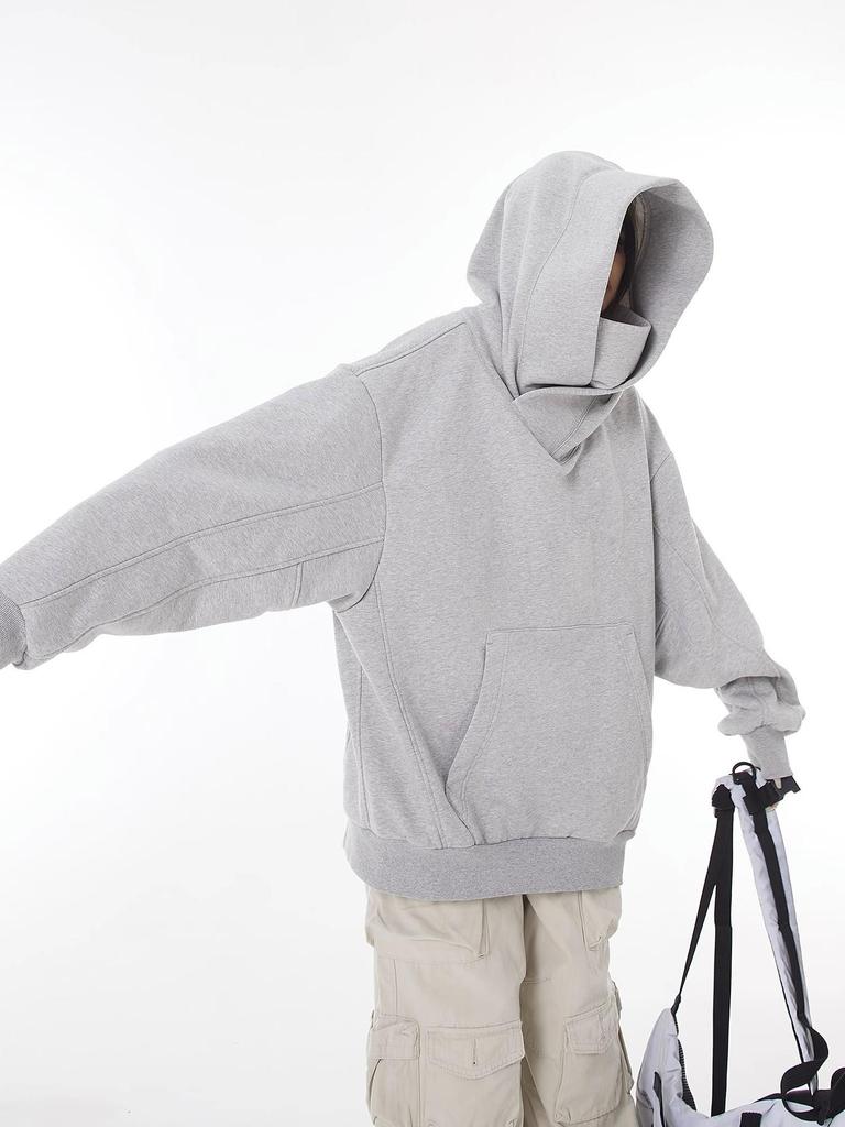 Unisex Trendy High-Collar Hooded Jacket with Velvet Lining for Social Anxiety