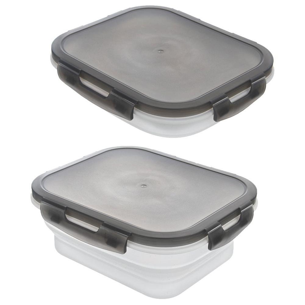 Pojemnik Silikonowy Na Żywność Składany Z Pokrywką I Uszczelką Kamper
