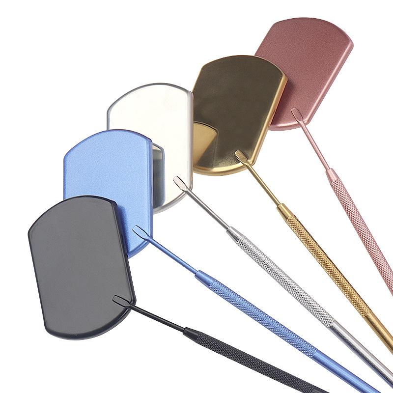 1Pc Handheld Square Eyelash Extension Inspection Mirror, Stainless Steel Eyelash Extension Auxiliary Tool