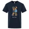 Summer Casual T Shirt Get Mad Bad Mood Walking Silent Teddy Bear Short Sleeve Mens T-shirt Hip Hop Tops Loose Oversized Men Tees