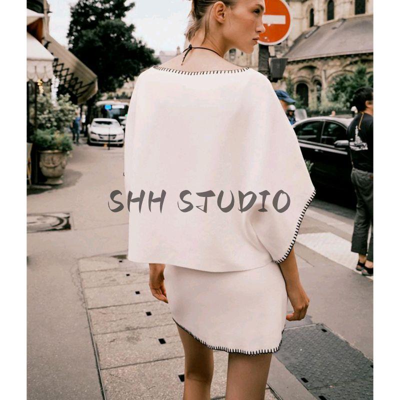 New Fall Women's Clothing Contrast Color Embroidered Knitwear 2142121 Contrast Color Embroidery Knitted Dress 2142124