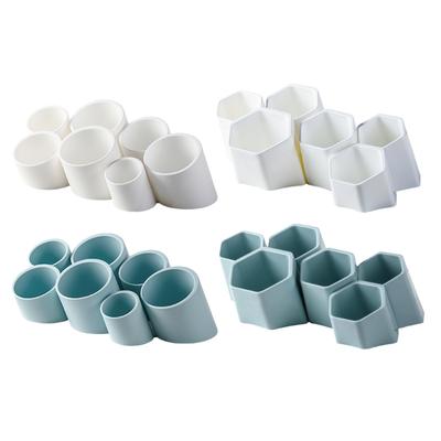 Oblique Pen Storage Holder Desk Pencil Holder Cup 6 Compartments Makeup Brush Organizer Holder for Bedroom Office