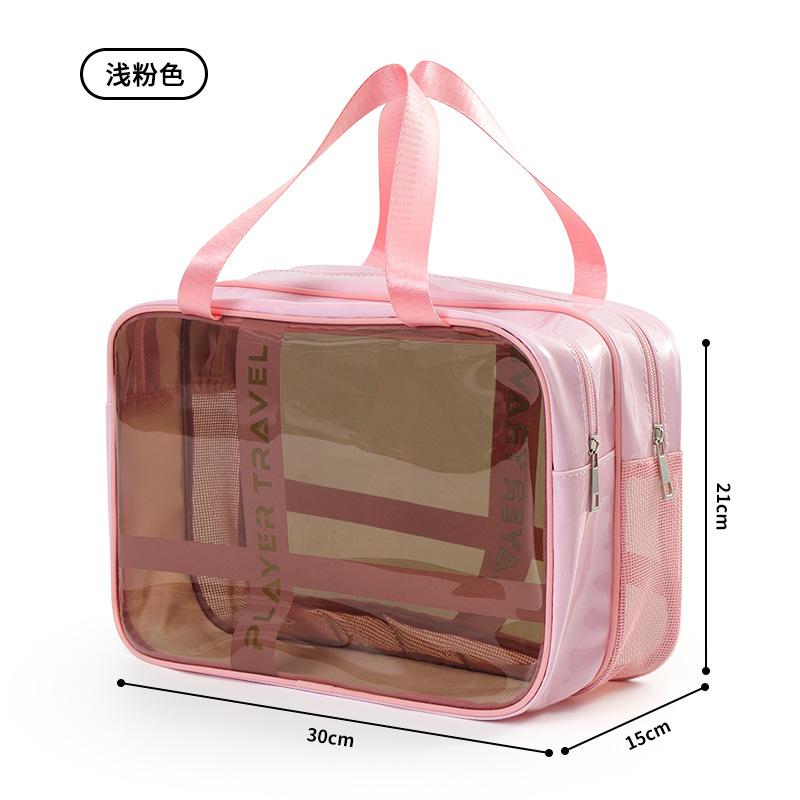 Women Waterproof PVC Travel Cosmetic Bag Large Capacity Transparent Makeup Organizer Portable Toiletry Storage Handbag Dry Wet Separation