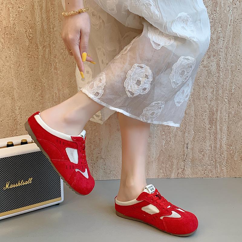 Inner Height Increase German Training Shoes Women's Bag Head Half Slippers Summer Wear 2025 Summer New Lazy One-pedal Women's Shoes
