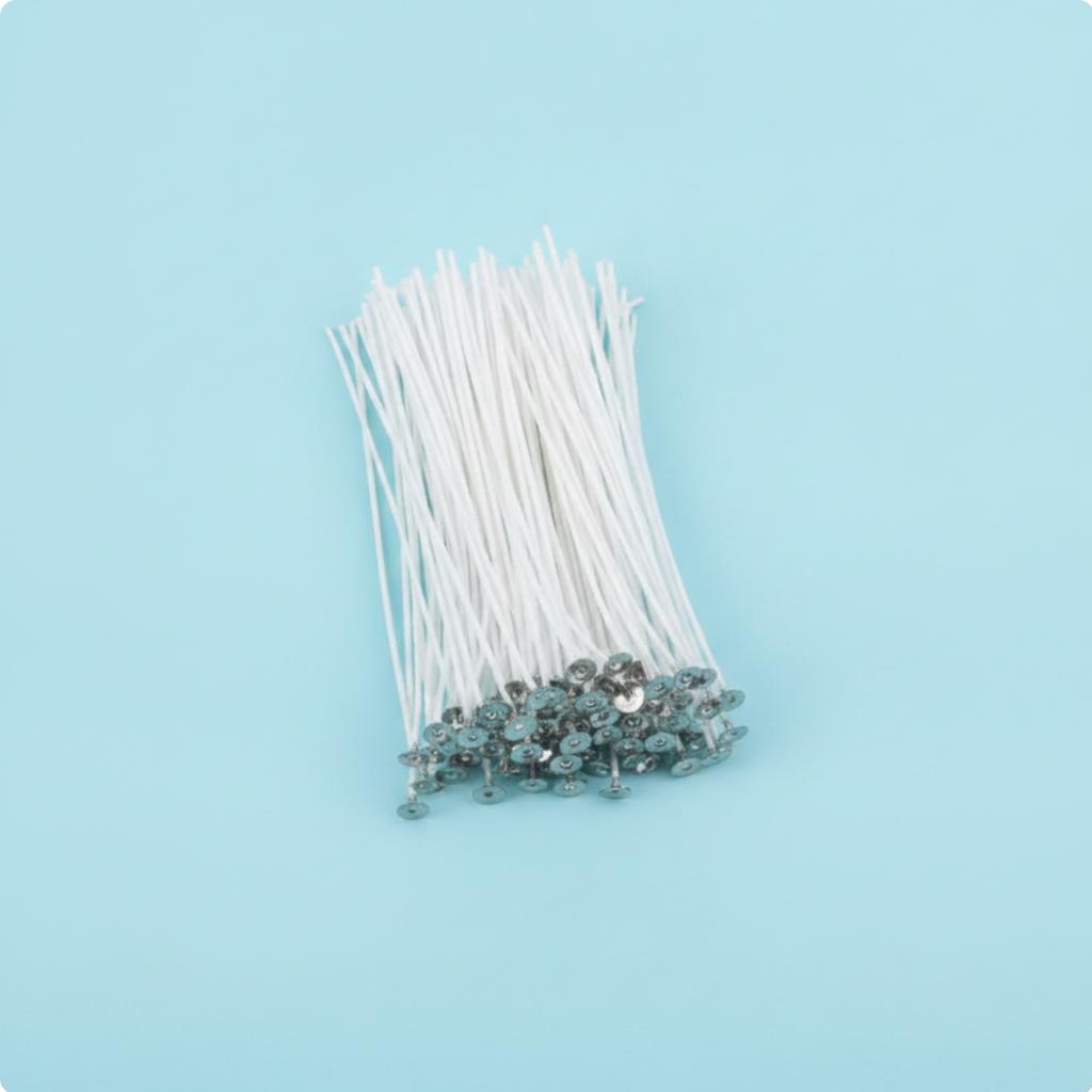 50 Pieces Cotton Candle Wicks Clean Flame Pre-Tabbed Wicks Cotton Candle Wick Smokeless Easy To Use for Beginners