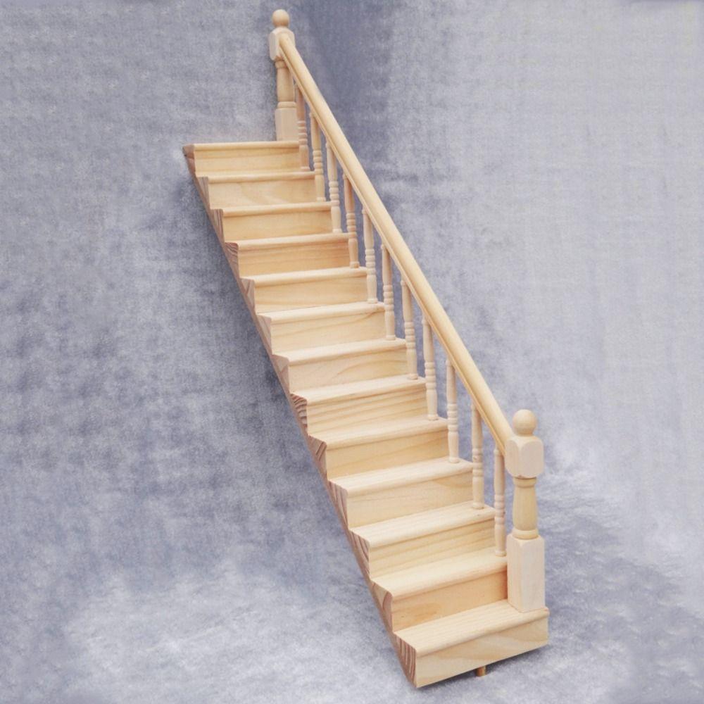 Pretend Play 1:12 Dollhouse Furniture Miniature Stairs with Handrail  Doll House Accessories