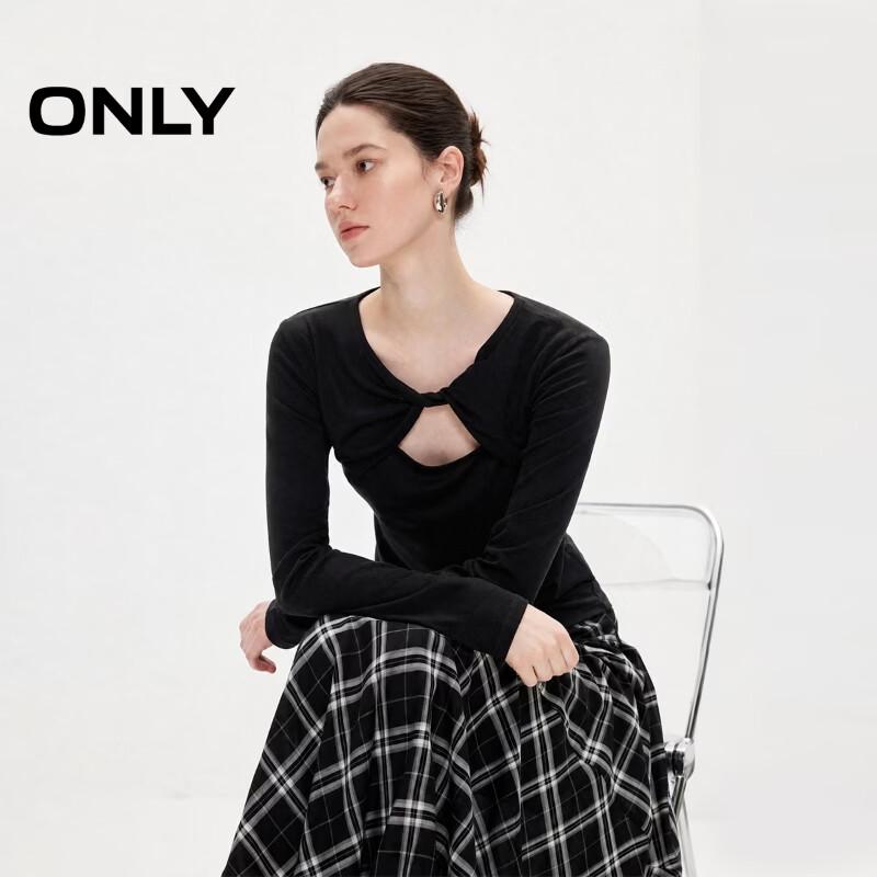 ONLY Women s Elegant Twisted Knot Hollow-Out Slim Fit T-Shirt M