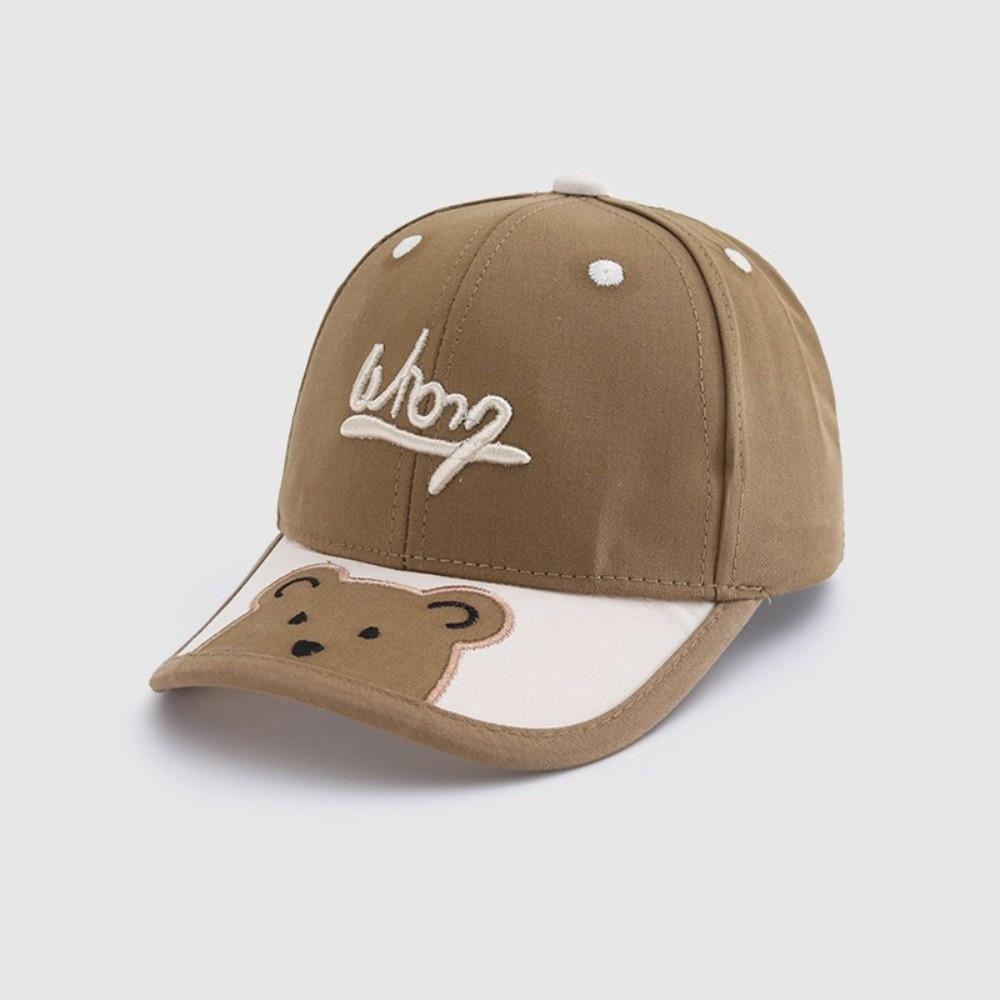 

Adjustable Flat Brim Hat Cartoon Bear Baseball Cap Fashion Sun Visor Hat Children кавовий