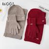 Juego de 3 piezas de Bufanda Anillo Tejida para Mujer Gorro de Lana Bufandas Calientes de Invierno Diseño de Gorra Lisa Cuello Pashmina Suave de Cachemir Pañuelo para el Cuello