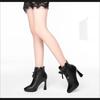 Elegant Shoes Women Super High Thin Heel Pointed Toe Butterfly-knot Spring and autumnOutside Warm Office Ankle Boots