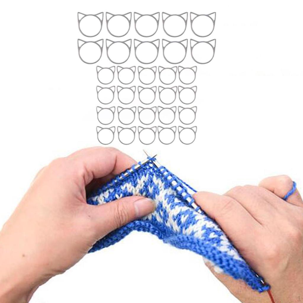 30 Pieces Locking Stitch Markers Set Zinc Alloy Cute Charms Rings Crochet Accessories for