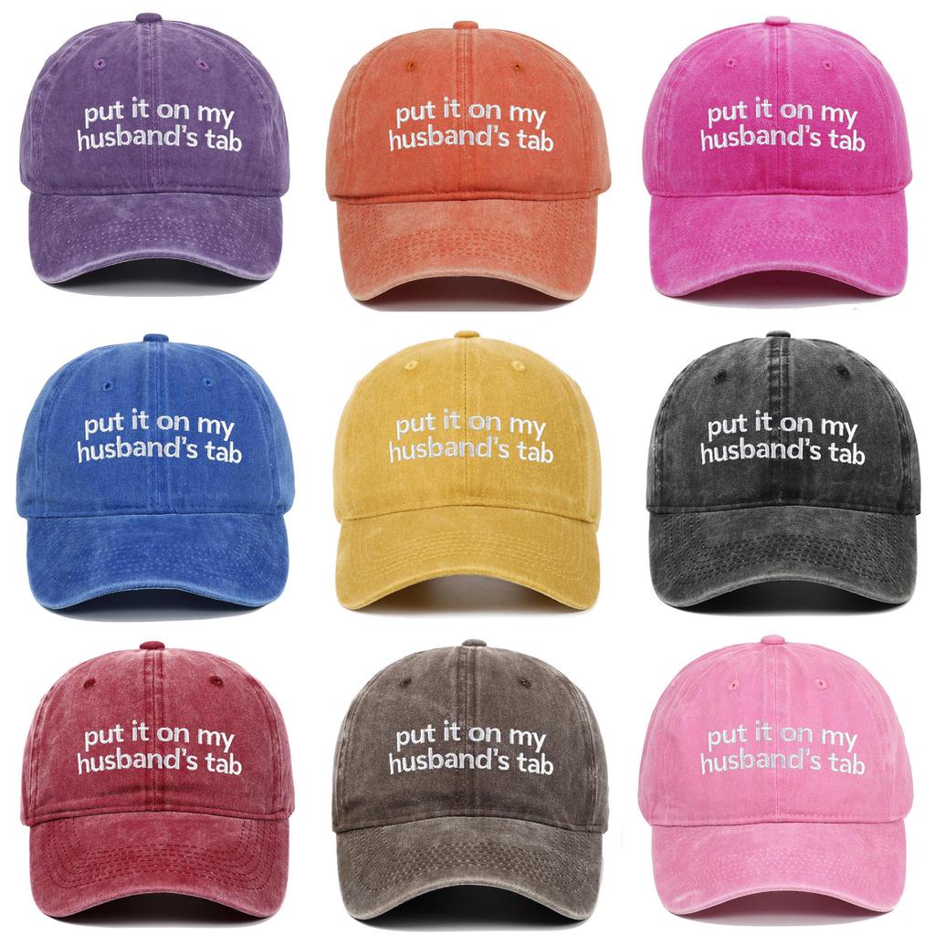 Put It On My Tab Embroidered Cotton Baseball Cap With Sunshade For Outdoor Casual Wear