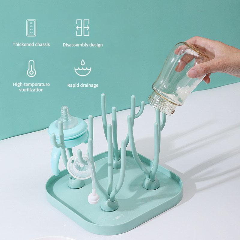 Stojak na butelki dla niemowląt Składany Suszarka do czyszczenia butelek dla niemowląt Ociekacz Uchwyt na smoczki dla niemowląt Kubek do karmienia Odłączany schowek Półka na smoczki