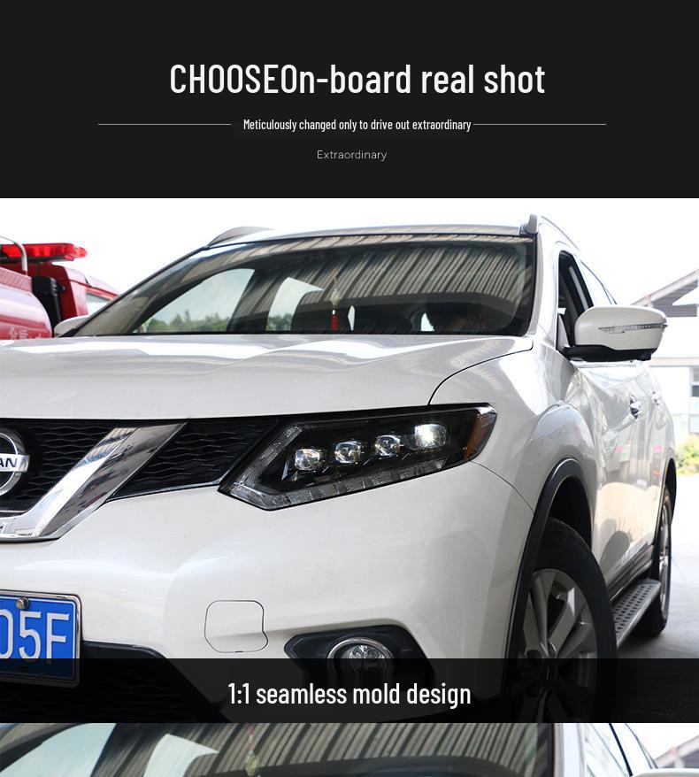 LED Matrix Headlight Assembly with Blue LED and Running Horse Design for 14-16 Nissan X-Trail