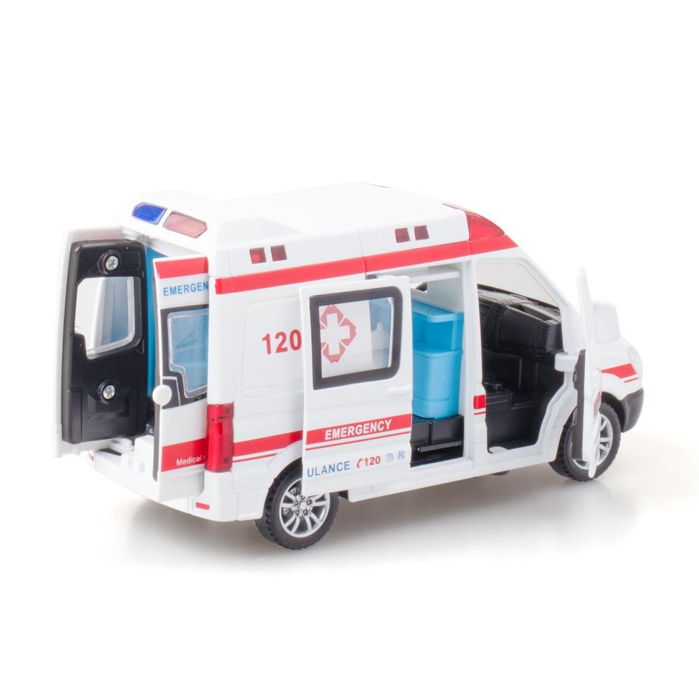 

1:32 Ambulance 120 Cars Toys Miniature Models Alloy Die Cast 6 Doors Can Opened Wheel Pull Back Vehicles Kids Birthday Gifts белый