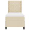 LED Box Spring Bed with Headboard Cream 80 X 200 Cm Fabric