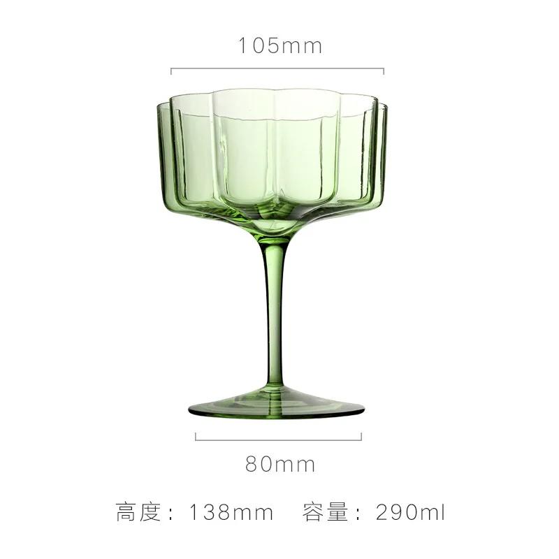 Colorful Lace Crystal Glass Ice Cream Bowl Petal Goblets Creative Cocktail Glasses For Parties And Special Occasions