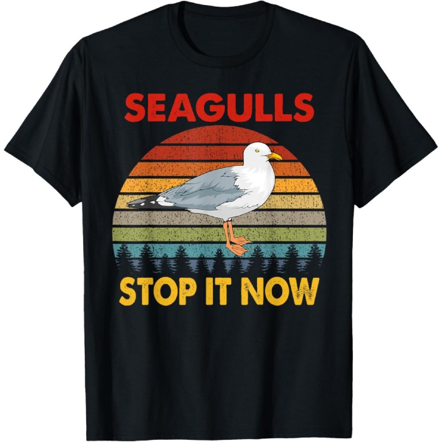 Seagulls Bird Lover Stop It Now Retro Vintage Funny Seagulls T-Shirt S