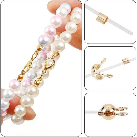 Beebeecraft 1 Box 1000Pcs Crimp Tube Beads 18K Gold Plated Crimping Tube Spacers Cord End Caps 2mm Loose Tiny Stopper Beads for Earring Necklace