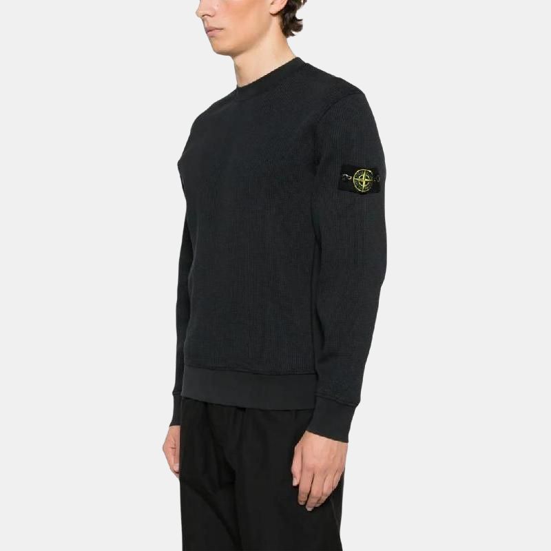 STONE ISLAND Crew Neck Pullover Long Sleeve Solid Color Sweatshirt Men Sweatshirt Blue K1S1561000-08S0044-V0020
