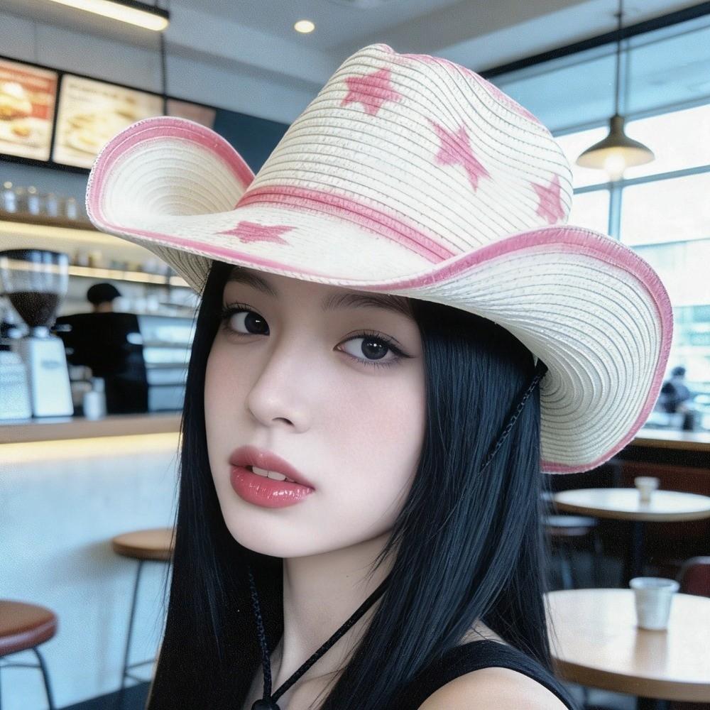 Wide Brim Sun Hat Breathable Straw Hat Fashion Westren Cowboy Hat Women