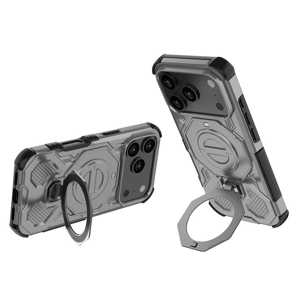 For iPhone 17 Pro Magnetic Case Rotating Metal Kickstand Shockproof PC+TPU Phone Back Cover