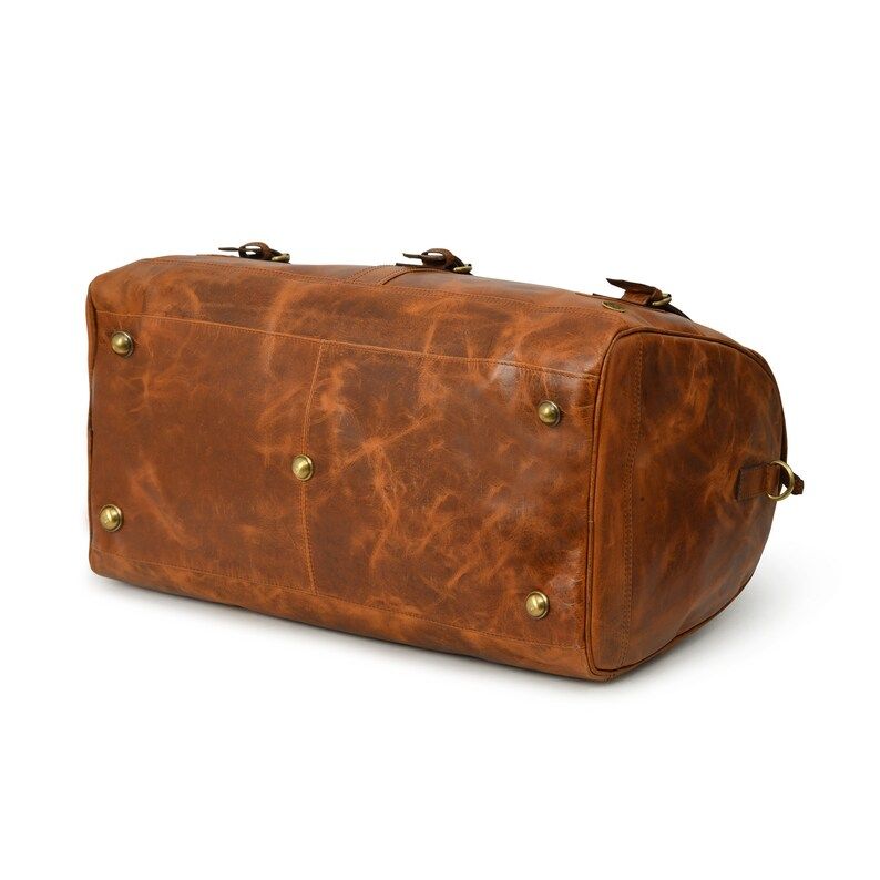 Leather Duffle Bag: Handmade Brown Weekender Travel Bag