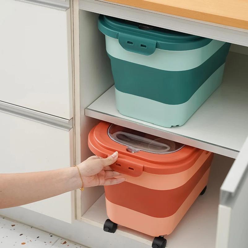 Collapsible Cat Dog Food Storage Container Dry Cat Food Box With Lids Airtight Sealing Kitchen Grain Rice Storage Boxes