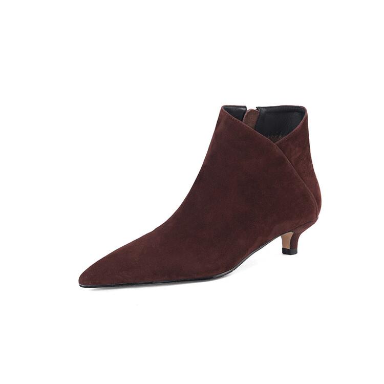 Fashion NEW Autumn Women Ankle Boots Sheep Suede Shoes Pointed Toe High Heel Shoes Women Concise Thin Heel Boots for Woman botines mujer