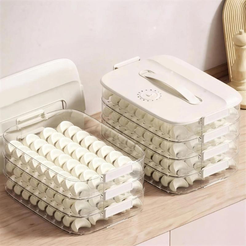 Dumpling Organizers Box Featuring Stackable Designs and Easy Cleaning PP Materials for Kitchen Refrigerator Storage
