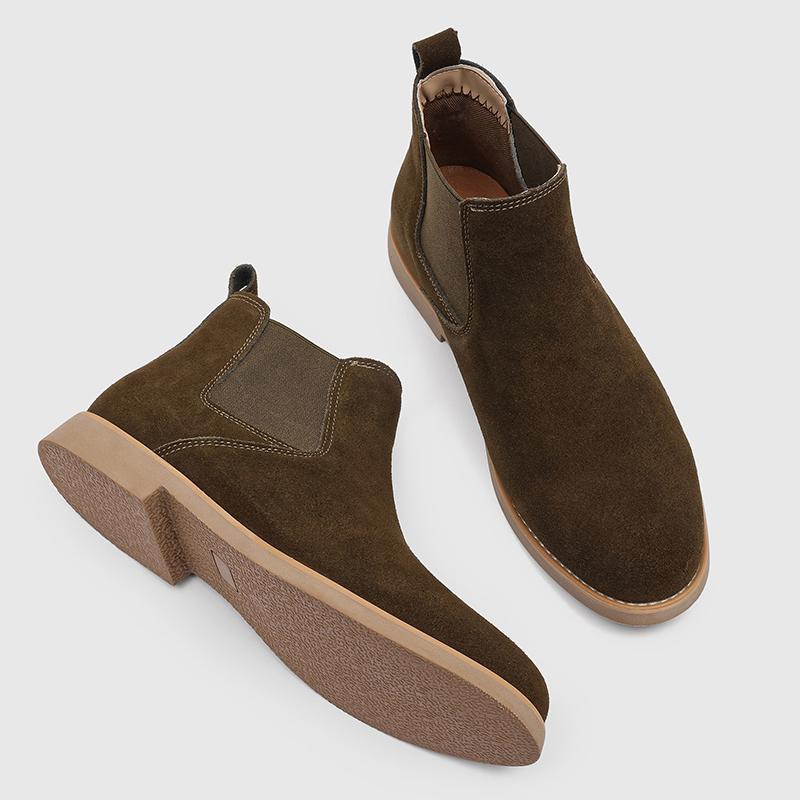 British Style High Top Shoes Hot-selling Men's Chelsea Boots Classic Leather Elastic Ankle Boots Outdoor Walking Business Shoes