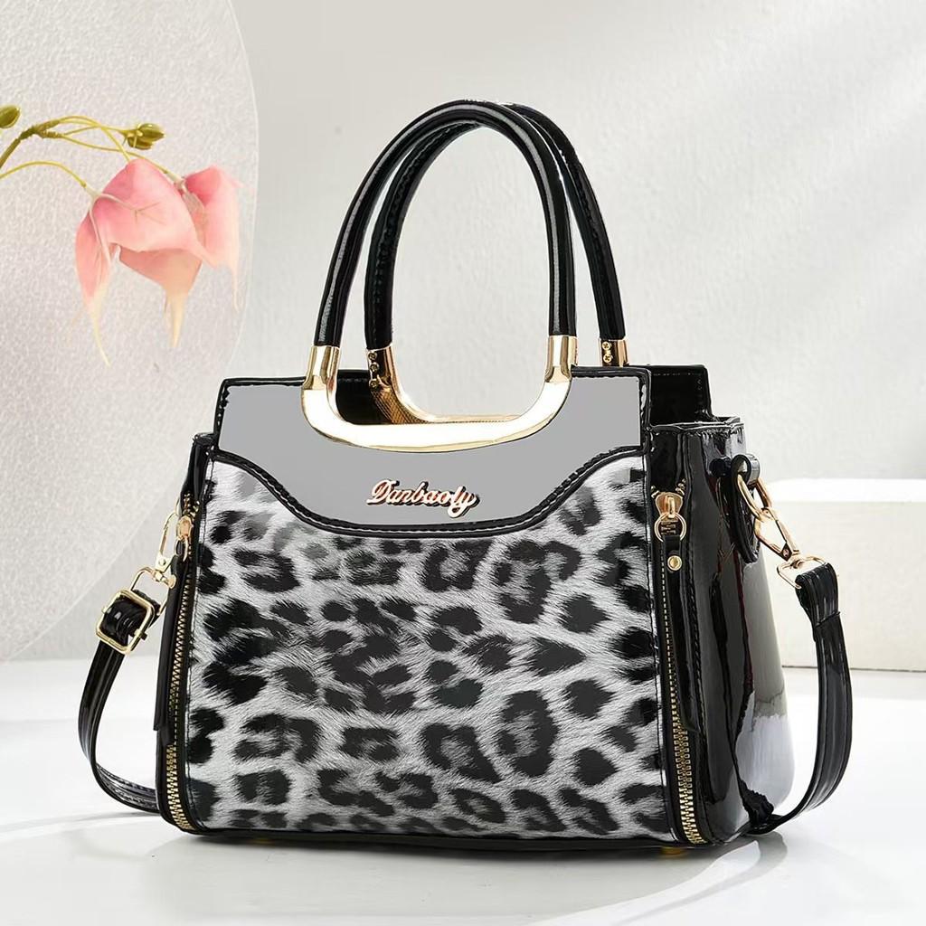 Minimalist Leopard Print Crossbody Bag With Pu Material For Daily Urban Style чёрный