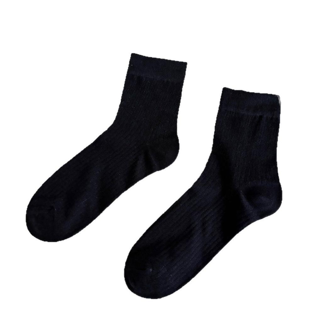 Spring and Summer Thin Solid-color Combed Cotton Boneless Women's Socks, Simple and Versatile, White Comfortable Pile-up Socks