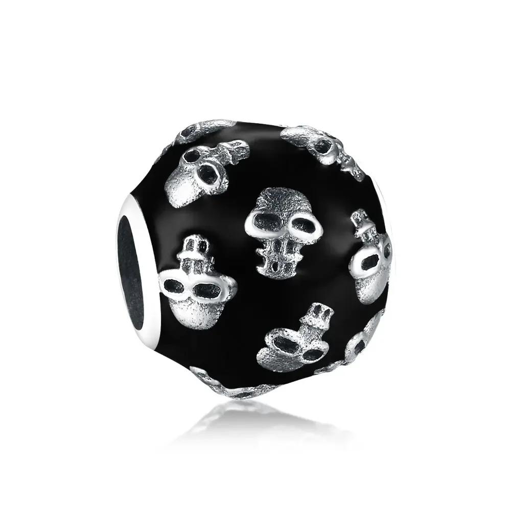 925 Silver Bat Witch Pumpkin Scream Skull Spider Moon Bead Fit Pan Charms Bracelet For Making Women Halloween Berloque