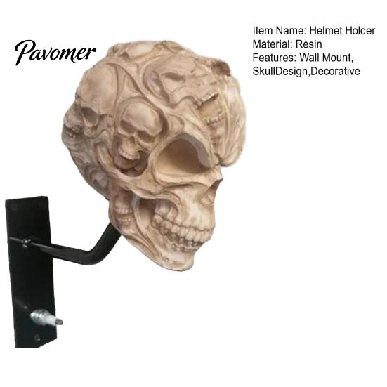 Decorative Helmet Rack Skull Motorcycle Holder, Wall Mount Display Rack, Design Hanger Gothic Motorbike for Home Decoration Stand