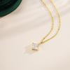 1 Carat Square Moissanite Pendant Necklace Women Sterling Geometric Locket Chain Minimalist INS Style