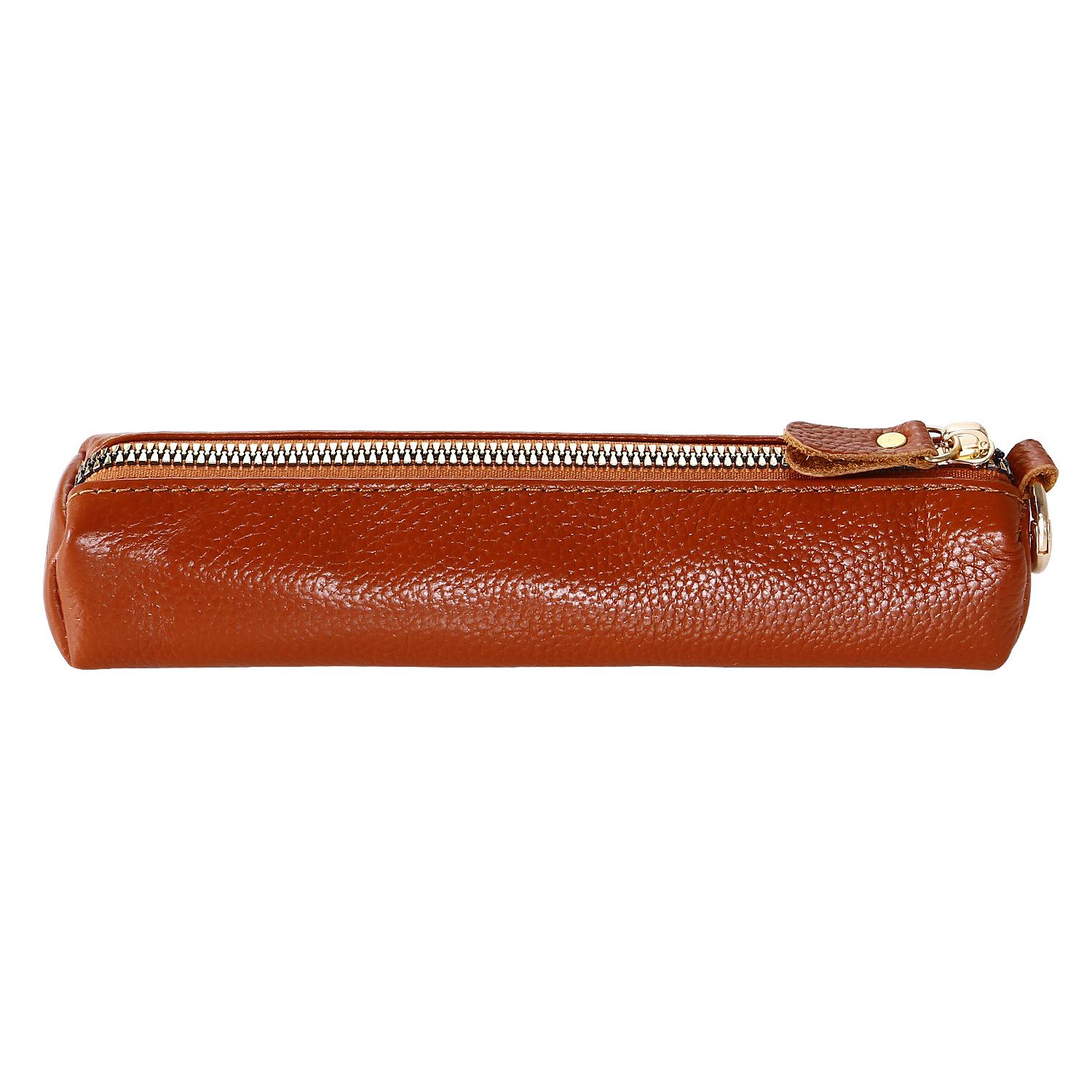 

Lychee Pattern Genuine Leather Pencil Case & Makeup Brush Bag