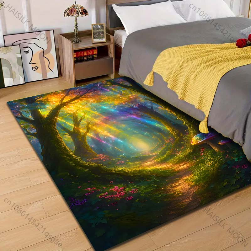

1PC Enchanted Rainbow Forest Path Print Carpet Rug for Living Room Bedroom Sofa Doormat Home Decor Non-slip Floor Mat 40x60cm