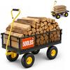 500 Lbs Steel Garden Cart, Heavy Duty Garden Wagon Cart Pullable On Wheels, Metal Yard Utility Wagon Carts with 10" All Terrain Tires