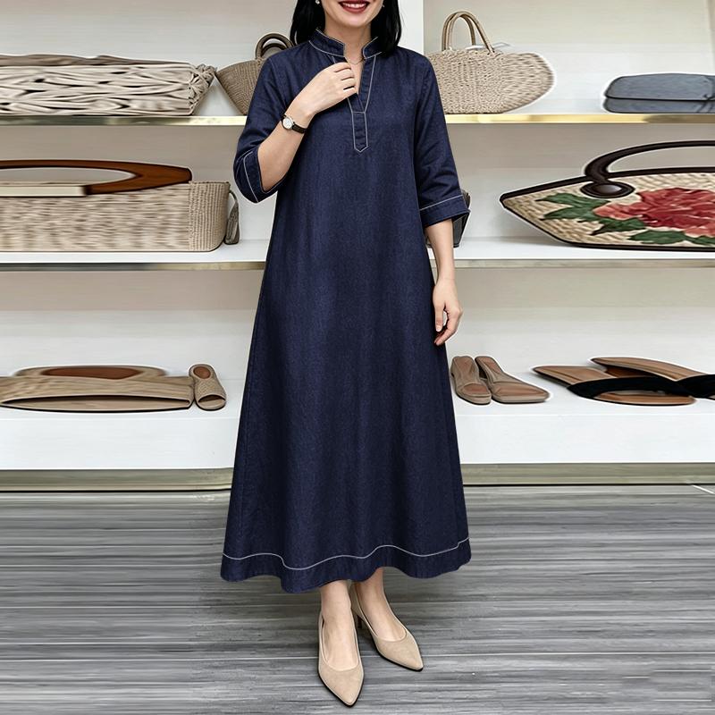 ZANZEA Women Casual V-Neck Solid Color Loose Long Dress M