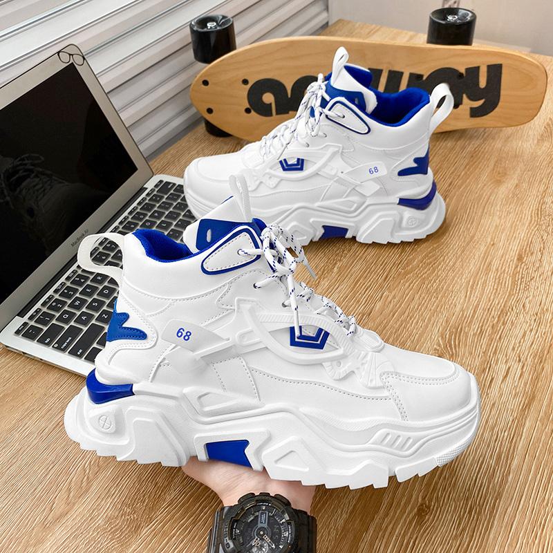 New Men's Fashion Casual High Top Sports Shoes Students Thick Sole Comfortable Sneakers Boys Male Classic Breathable Basketball Shoes