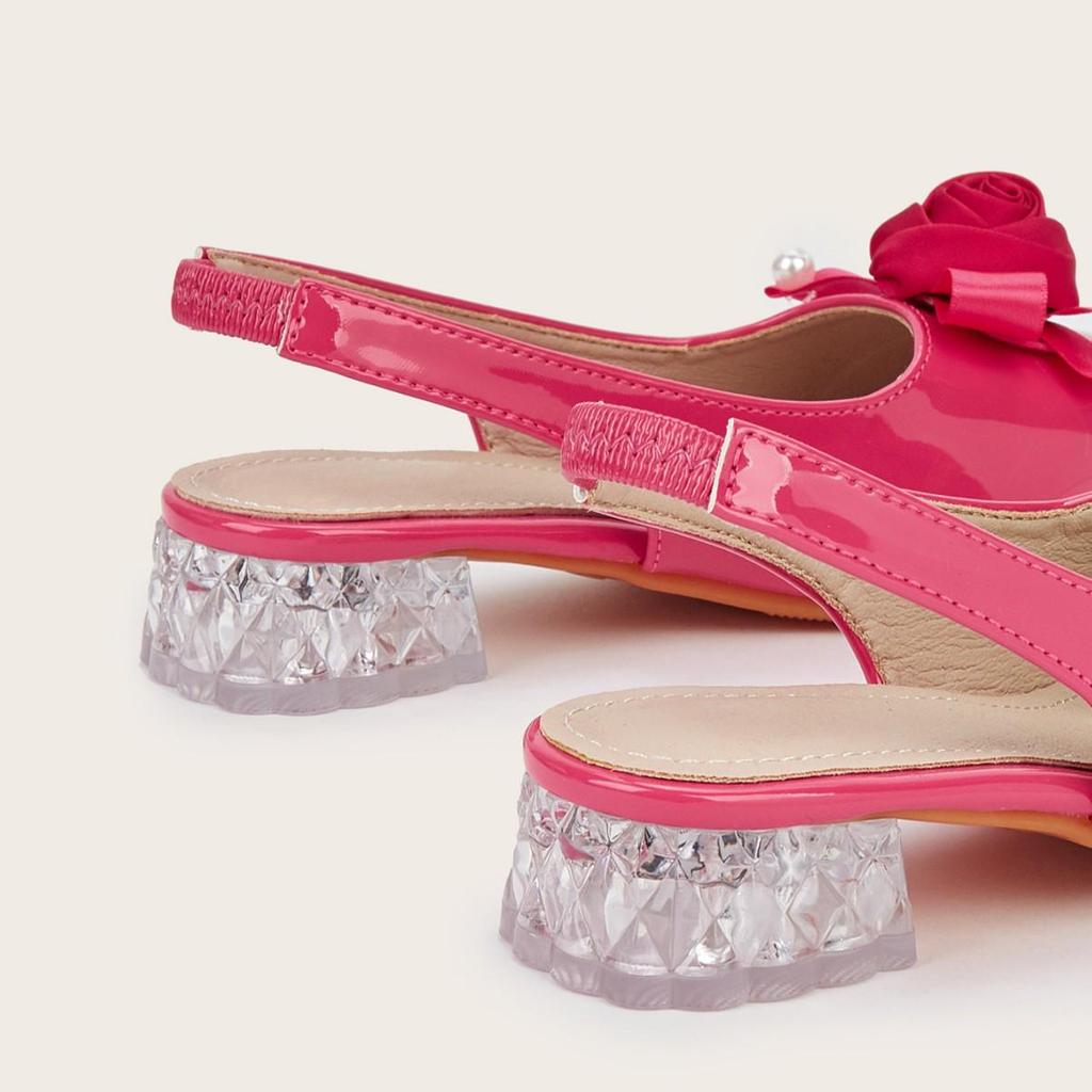 2025 Winter Bow Flower Crystal Chunky Heel Princess High Heels for Girls
