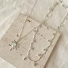 Fashion Opal Sun Pendant Necklace for Women Exquisite Double-Layer Rhinestone Necklace Y2K Simple Charm Jewelry Accessories