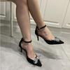 Shoes Bowknot Rhinestone Women Pumps High Heels 7 CM Stiletto Women Shoes Buckle Summer Women Sandals Luxury Party Shoes