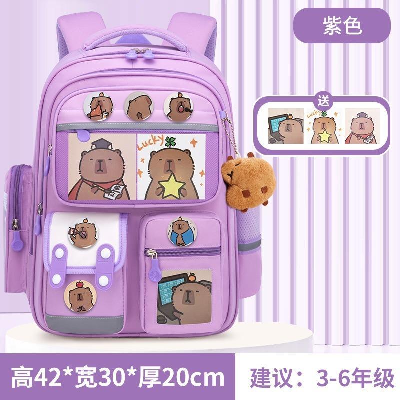 School Bag for Primary School Students, Grade 12 and 6 Girls, Cartoon Spine Protection and Burden Reduction, Backpack for Children Aged 12