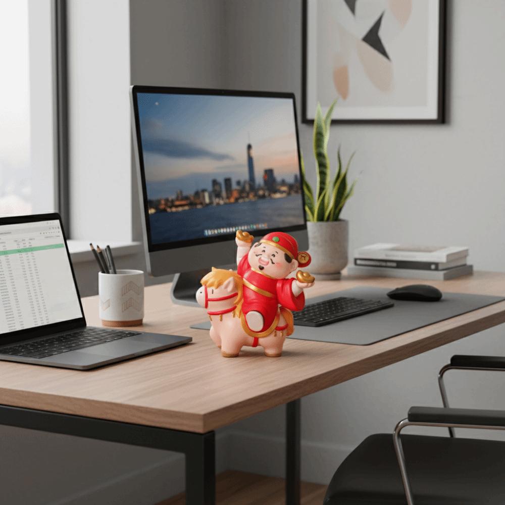 Resin Crafts Horse Year Mascot Ornament Cute Design God of Wealth Decoration  Home Decoration