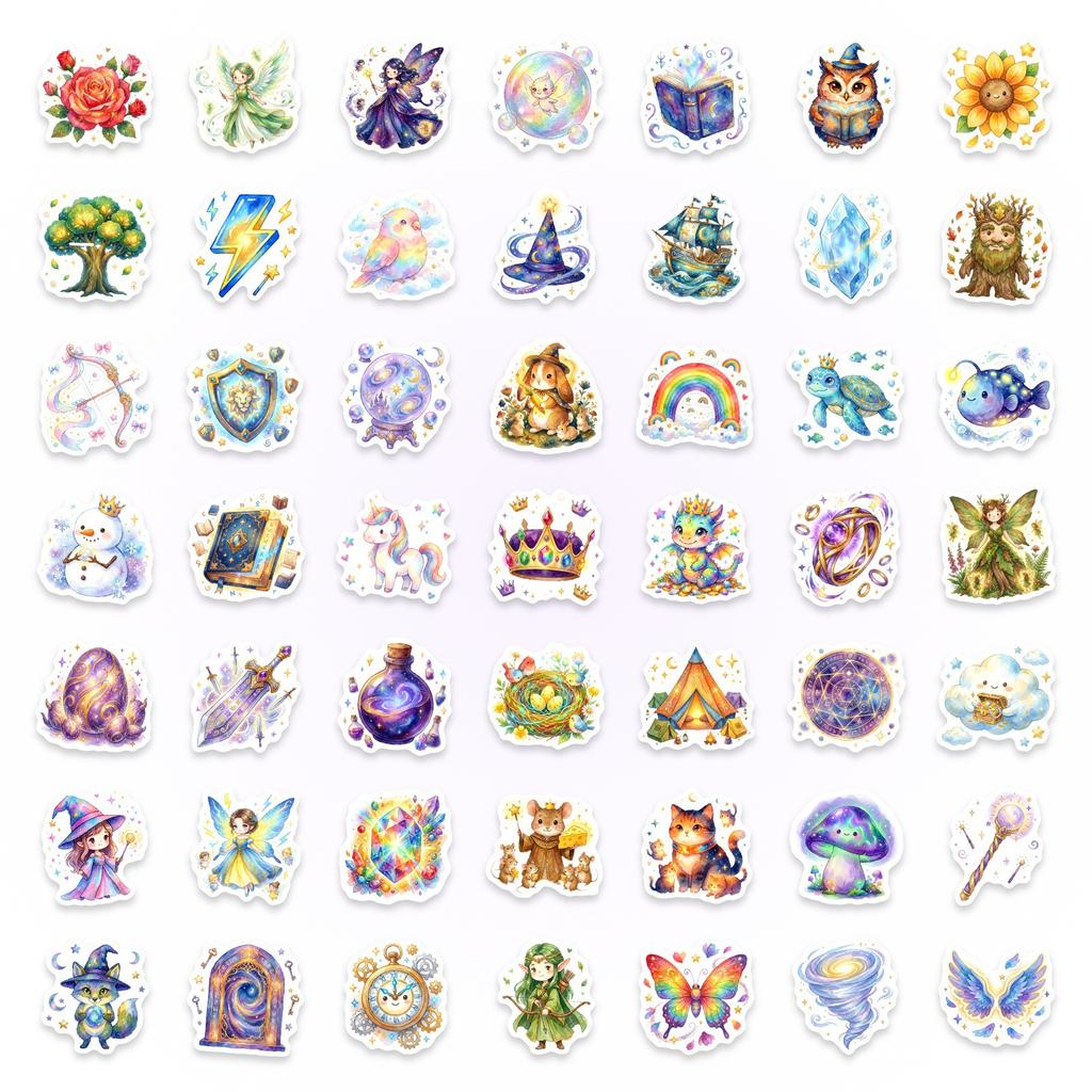 50 Magic Animal Daily Graffiti Stickers Cartoon Watercolor Waterproof Hand Account Decorative Stickers